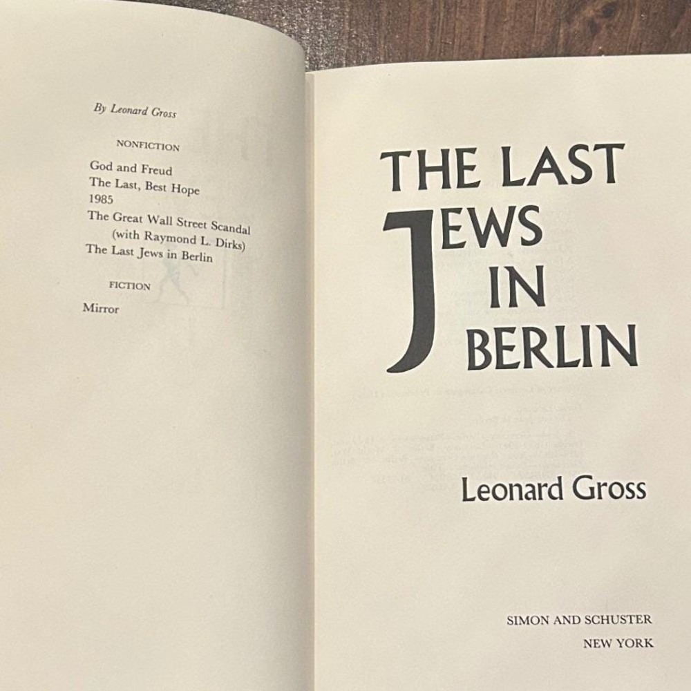 Vintage 80s The Last Jews In Berlin Hardback Book First Edition Simon & Schuster